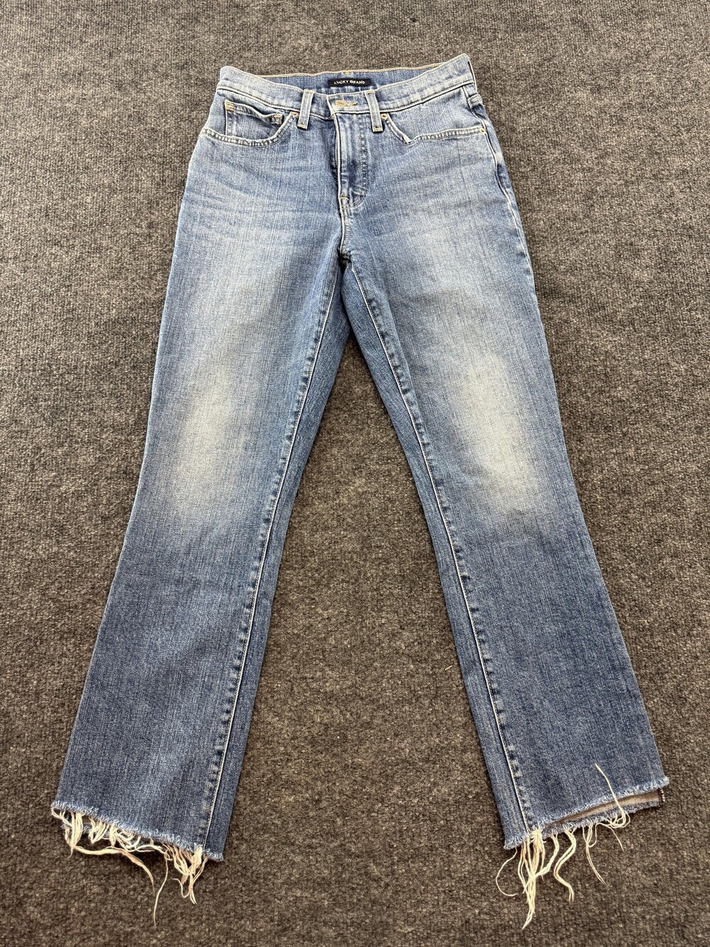 Lucky Brand Jeans Womens 2 26 Blue Bridgette Slim High Rise Raw Hem Denim Pants